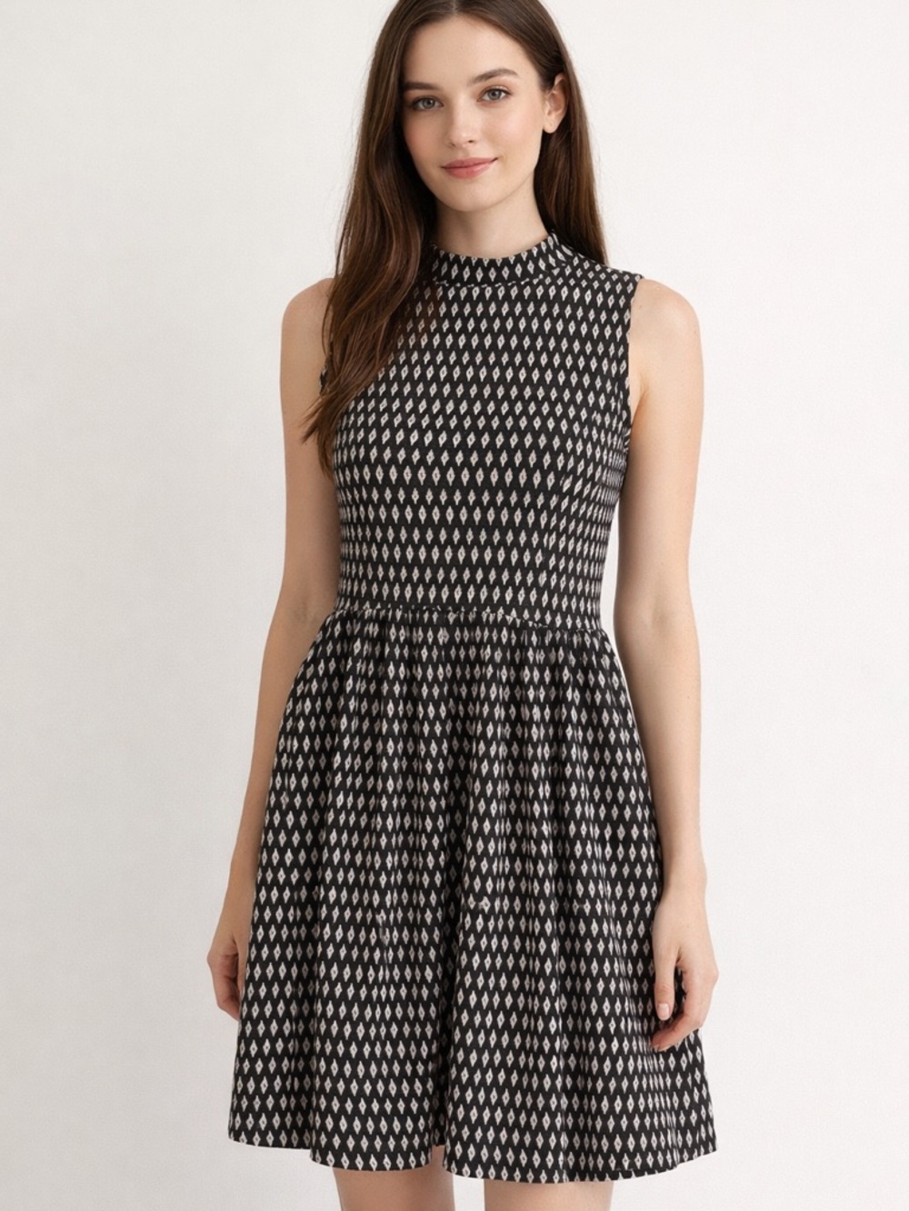 Xhilaration Black & White Sleeveless Fit-and-Flare Mini Dress